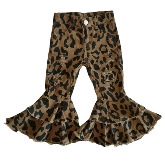 Leopard Print Bell Bottom Flare Jeans