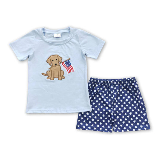 4th of July Embroidered Dog Boys Set