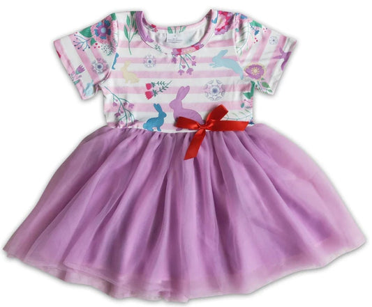 Bunny Print Purple Tulle Easter Boutique Dress