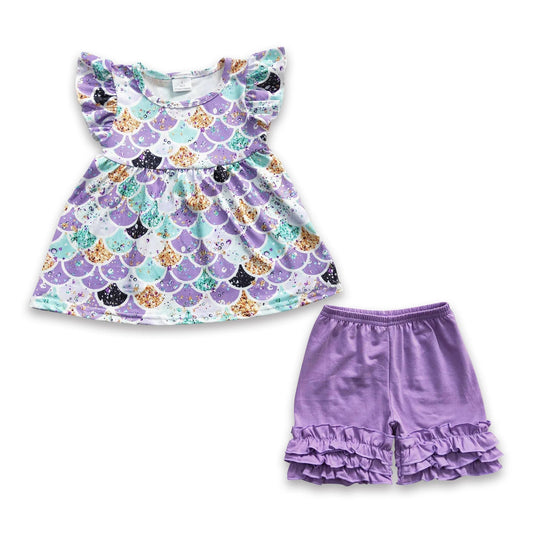 Purple Mermaid Tunic & Shorts Set